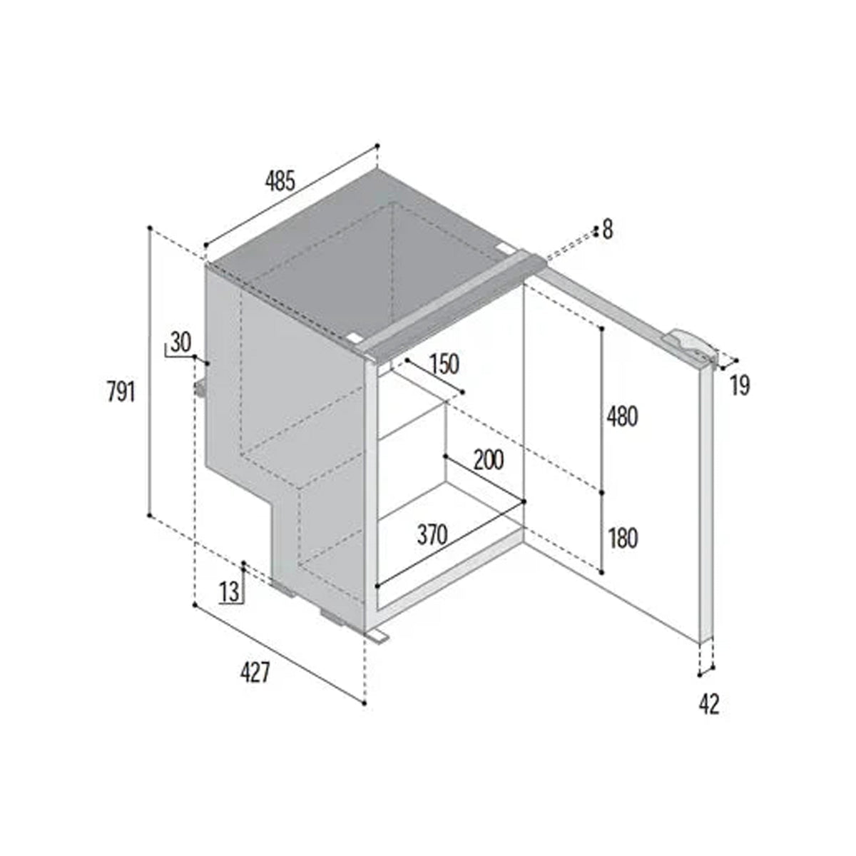 Vitrifrigo C85i CHR Fridge Freezer - 85L Right Hinge