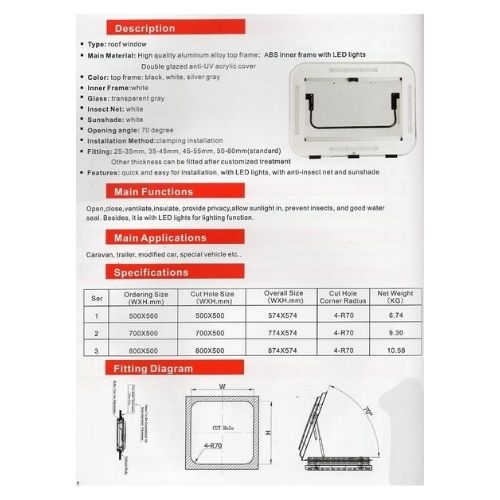 Caravan RV Skylight Roof Vent Hatch