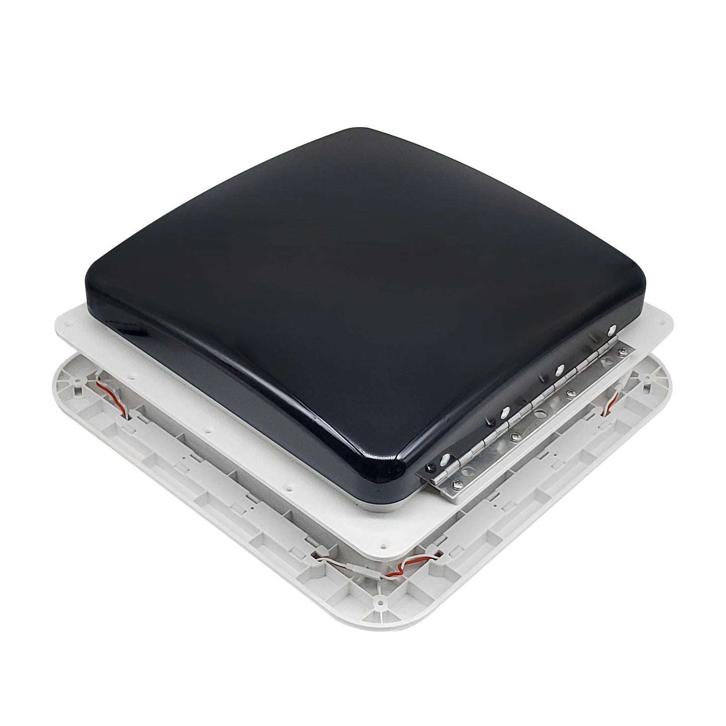 12V Shower Roof Vent with LED Lights and Tinted Lid - Suits Roof Thickness 50-80mm