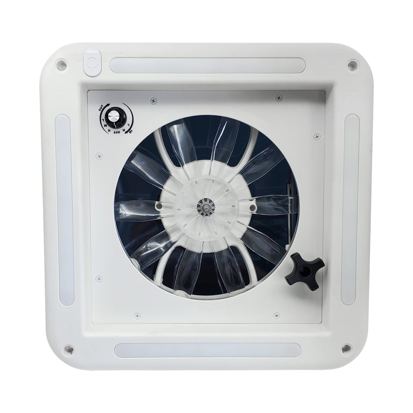 12V Shower Roof Vent with LED Lights and Tinted Lid - Suits Roof Thickness 50-80mm