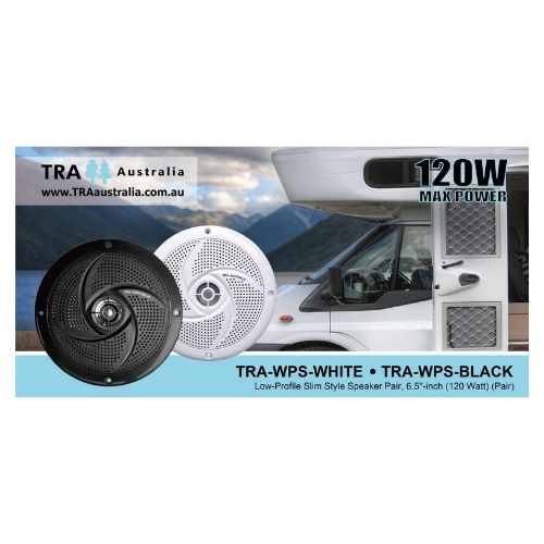 6.5inch Waterproof 120 Watt Low-Profile Speaker (Pair) {White or Black}