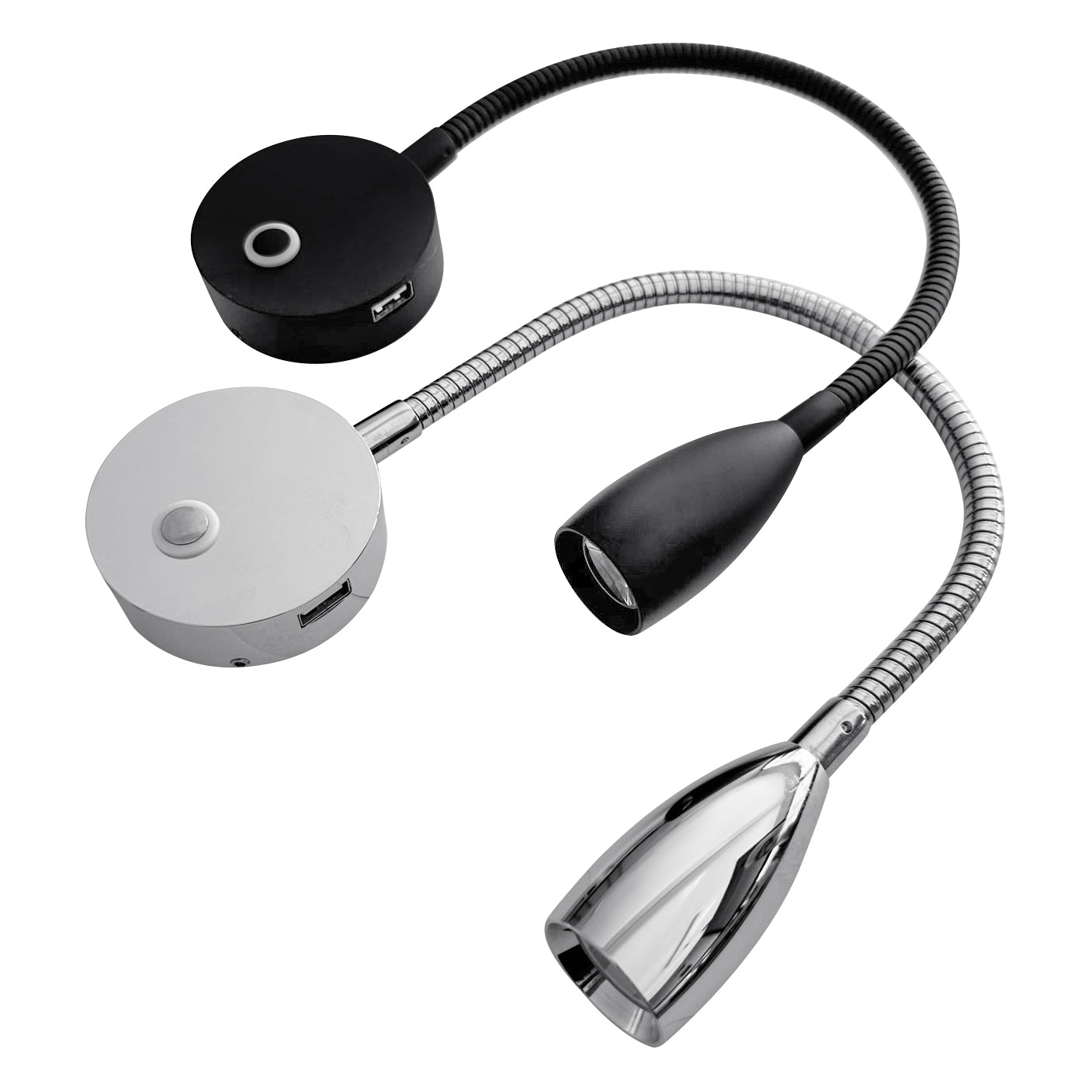 Gooseneck Reading Light with USB Charging Port {Black or Silver}