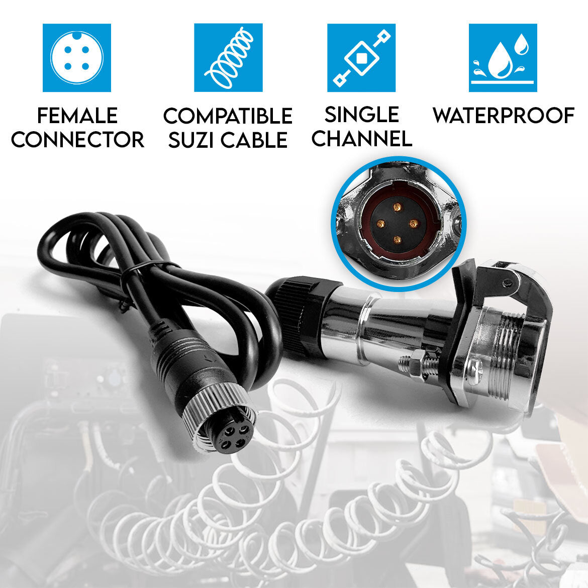 Sphere Reversing Camera Heavy Duty 4 Pin Car Connecting Cable (Female)