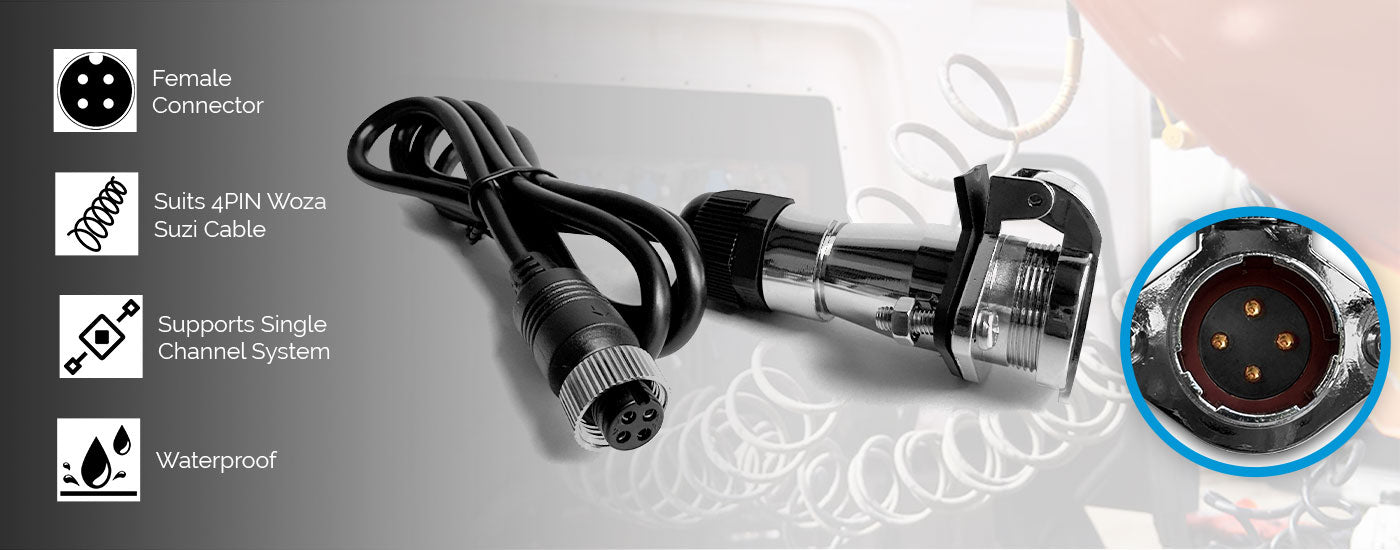 Sphere Reversing Camera Heavy Duty 4 Pin Car Connecting Cable (Female)