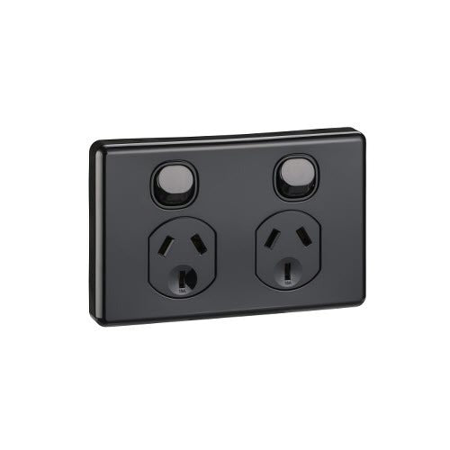 Double Power Point W 2-pole Switch 10a - Black