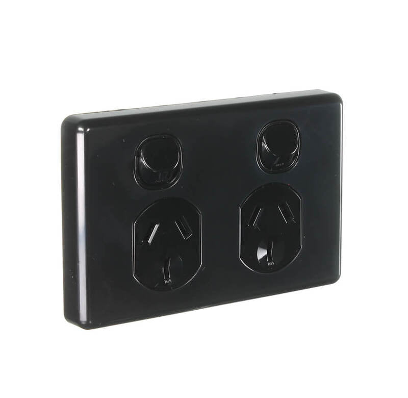 Double Power Point W 2-pole Switch 10a - Black
