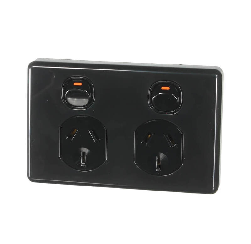 Double Power Point W 2-pole Switch 10a - Black
