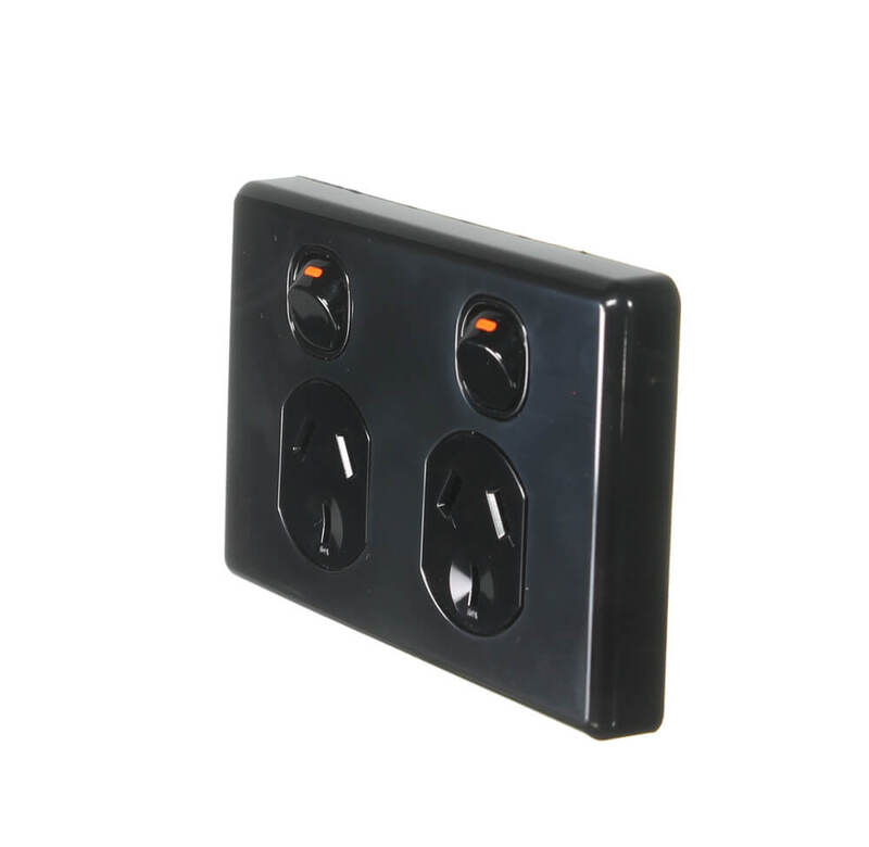 Double Power Point W 2-pole Switch 10a - Black