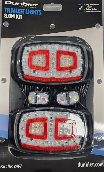 LED Left & Right Lamp 8M Kit Inc Side Lamps - Black (Pair)