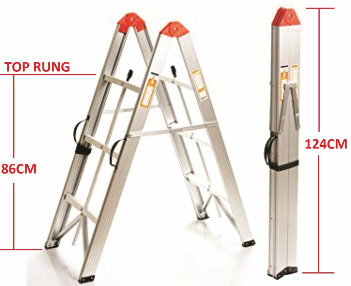 Aluminium Collapsible Box Stick Ladder with Carry Bag {3x, 4x or 5x Step}