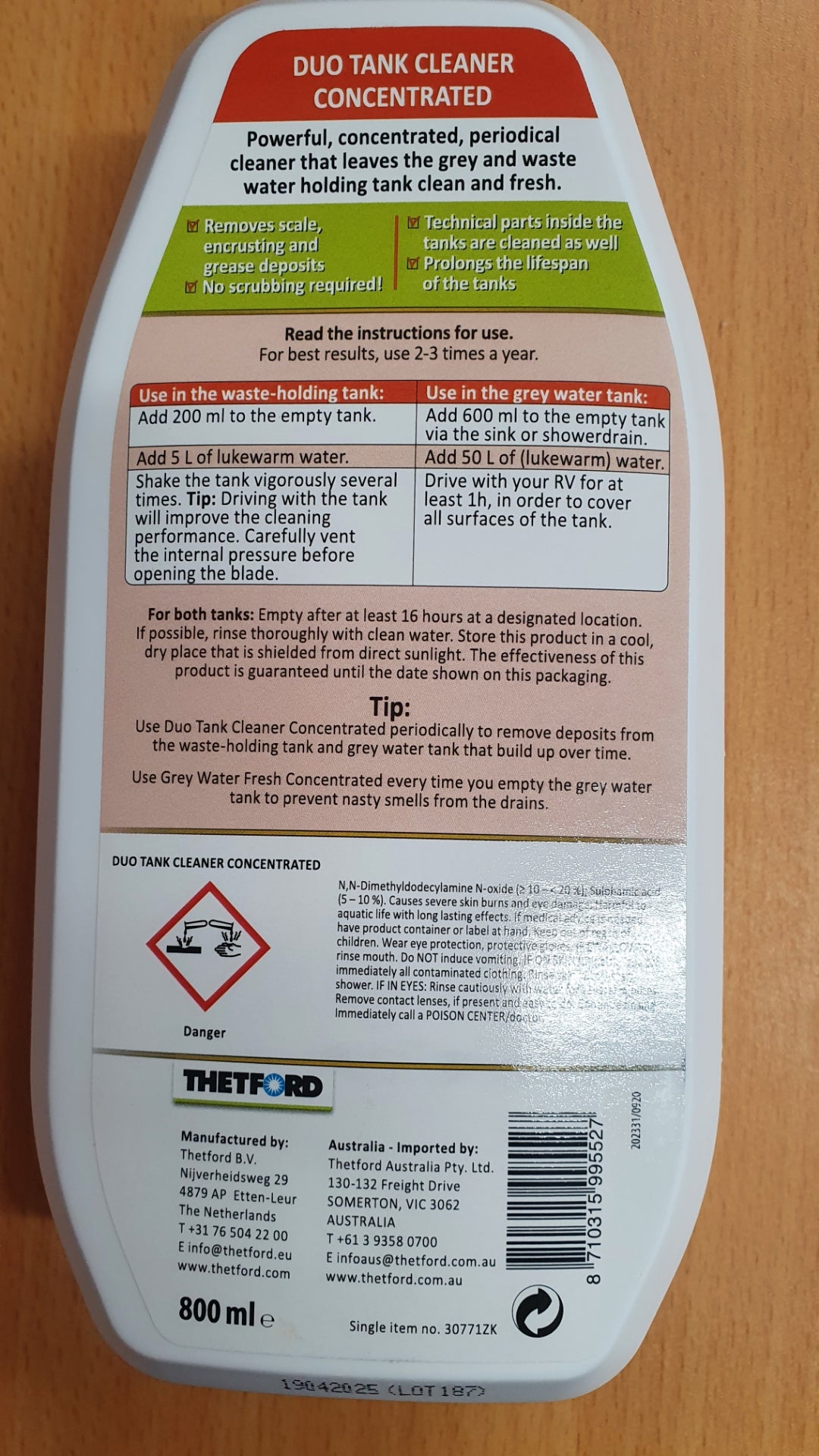 Duo Tank Cleaner Concentrate - 800ml