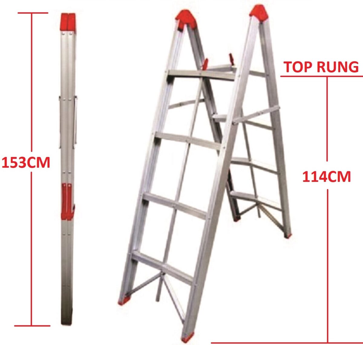 4-step aluminium collapsible box stick ladder with carry bag