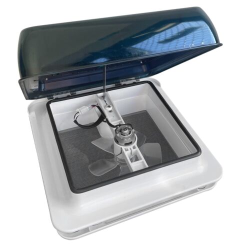 12V Shower Roof Vent with LED Lights & White Lid