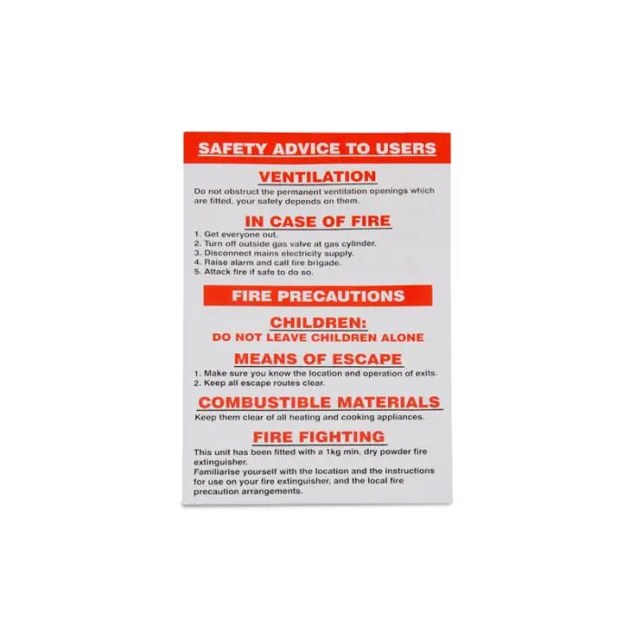 Gas Compliance Decal - Evacuation
