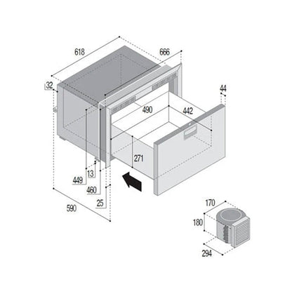 Vitrifrigo DW70RFX Single Drawer Fridge - 70L