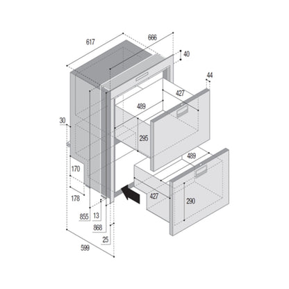 Vitrifrigo DW180RFX Double Drawer Fridge - 80L/64L