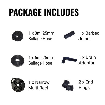 Flat Out Sullage Hose 25mm - 9M on Narrow Multi-Reel