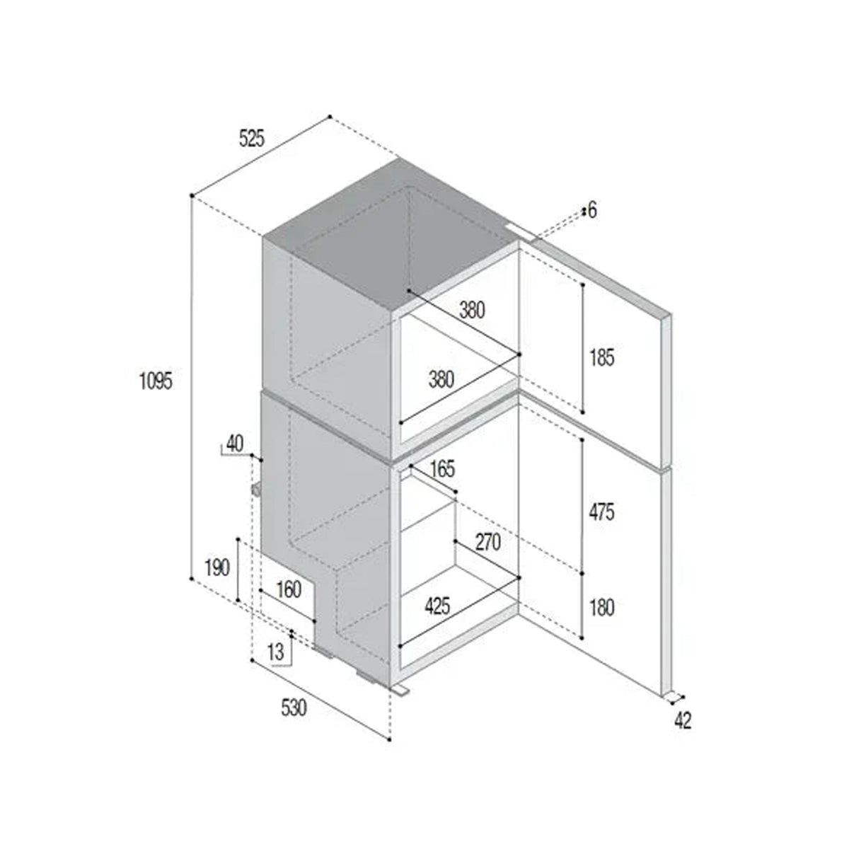 Vitrifrigo DP150i CHR 2 Door Fridge Freezer - 150L