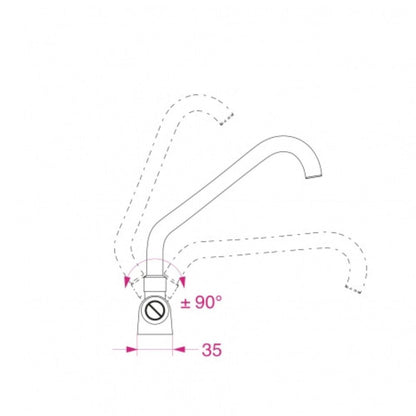 Barka Single Handle Ceramic Fold Down J Spout Mixer - Chrome