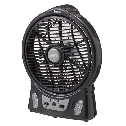Coleman 240V/12V Rechargeable Lithium Ion Fan with LED Lights