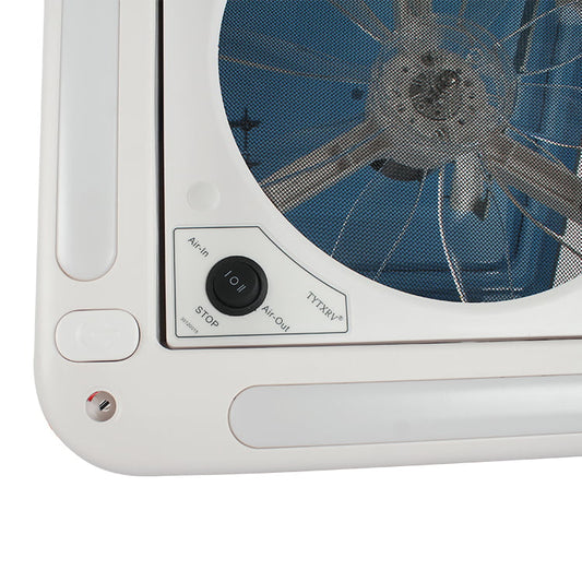 12V Shower Roof Vent with LED Lights & Tinted Lid - Suits Roof Thickness 25-65mm