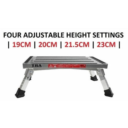 Single folding portable caravan step with adjustable legs - Black