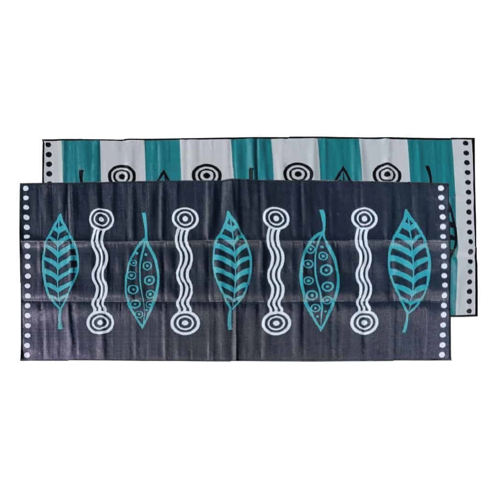 Gum Leaves & Waterholes Mat 5m x 2.4m - Black/Teal