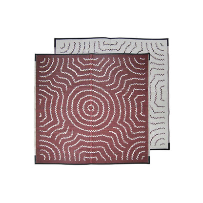Water Dreaming Mat 1.8m x 1.8m - Burgundy Red/White