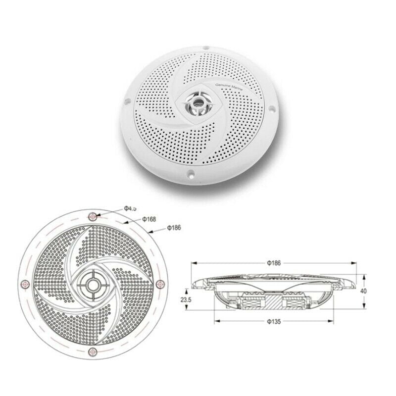 LED 6.5in Waterproof 120w Low-Profile Speaker (Pair) - {White or Black}