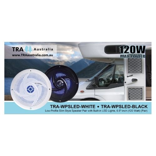LED 6.5in Waterproof 120w Low-Profile Speaker (Pair) - {White or Black}