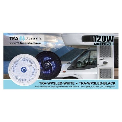 LED 6.5in Waterproof 120w Low-Profile Speaker (Pair) - {White or Black}