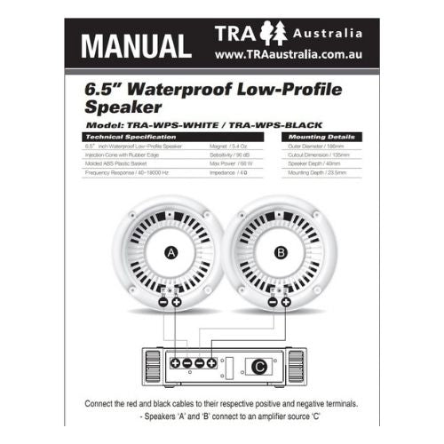 LED 6.5in Waterproof 120w Low-Profile Speaker (Pair) - {White or Black}