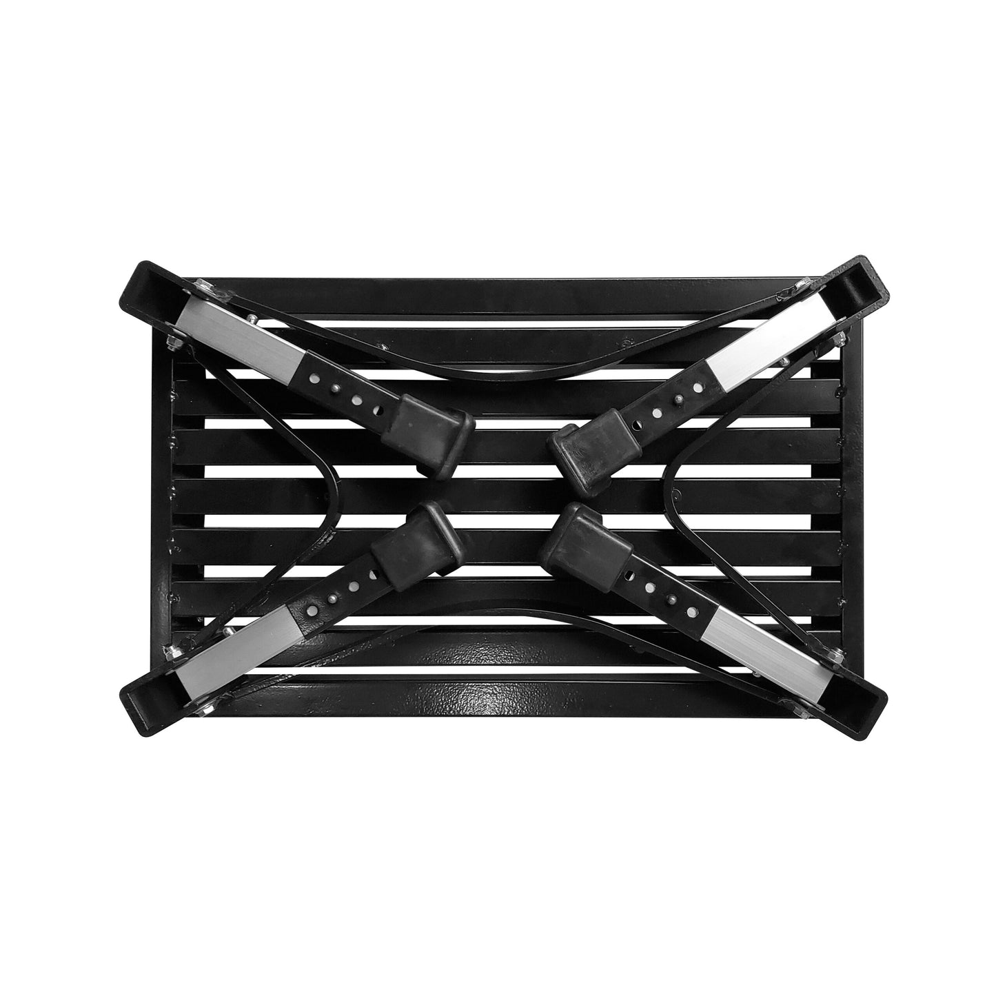 Single folding portable caravan step with adjustable legs - Black