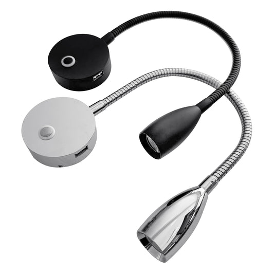 Gooseneck Reading Light with USB Charging Port {Black or Silver}