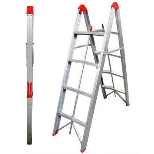 4-step aluminium collapsible box stick ladder with carry bag