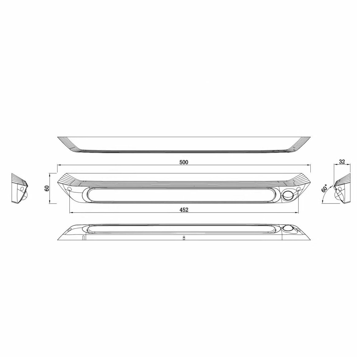 Dimmable {White or Black} 500mm Dual LED 12V Awning Light - Amber/White Lights with Switch
