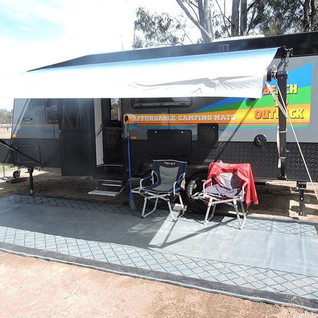 Outdoor Mat - Annexe Criss-Cross Plain Centre Grey