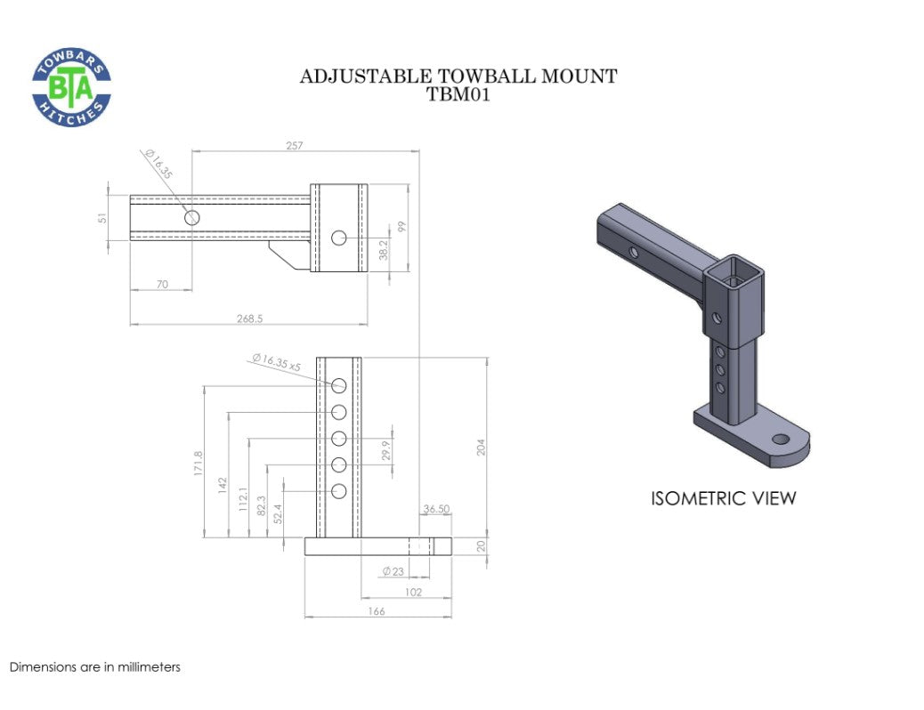 3.5T Adjustable Towball Hitch Mount