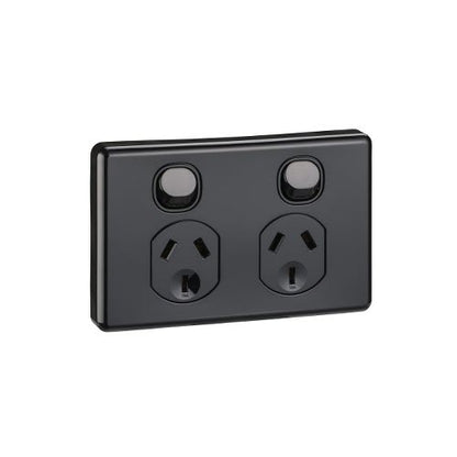 Double Power Point W 2-pole Switch 10a - Black