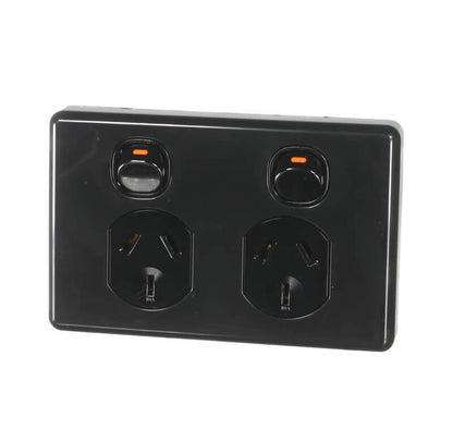 Double Power Point W 2-pole Switch 10a - Black