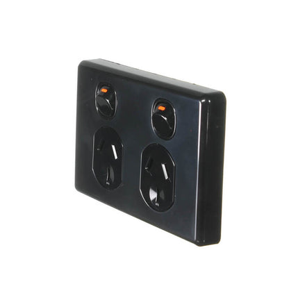 Double Power Point W 2-pole Switch 10a - Black