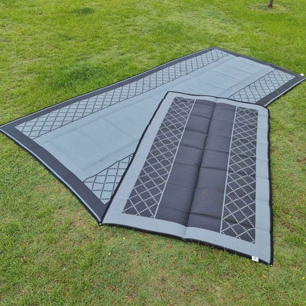 Outdoor Mat - Annexe Criss-Cross Plain Centre Grey