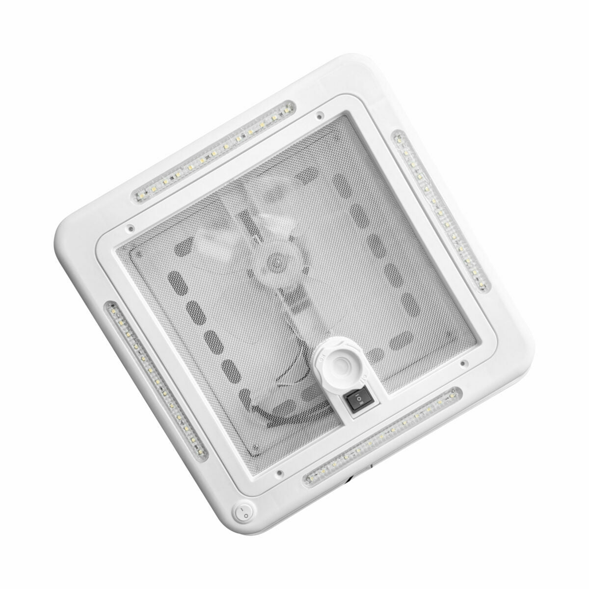 12V Shower Roof Vent with LED Lights & White Lid