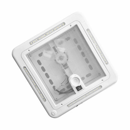 12V Shower Roof Vent with LED Lights & White Lid