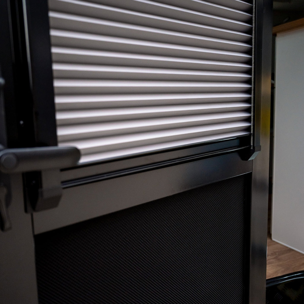 DCE Caravan Door with Pleated Blind - Left Hand Hinge