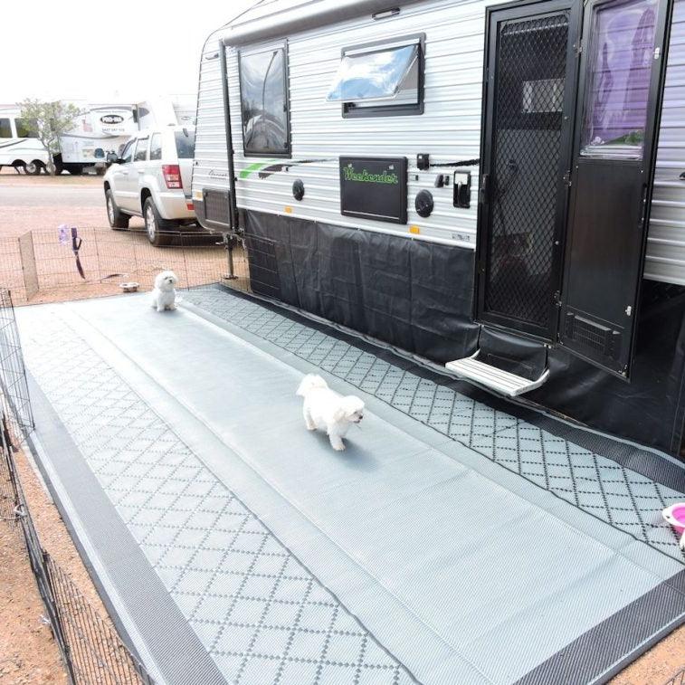 Outdoor Mat - Annexe Criss-Cross Plain Centre Grey