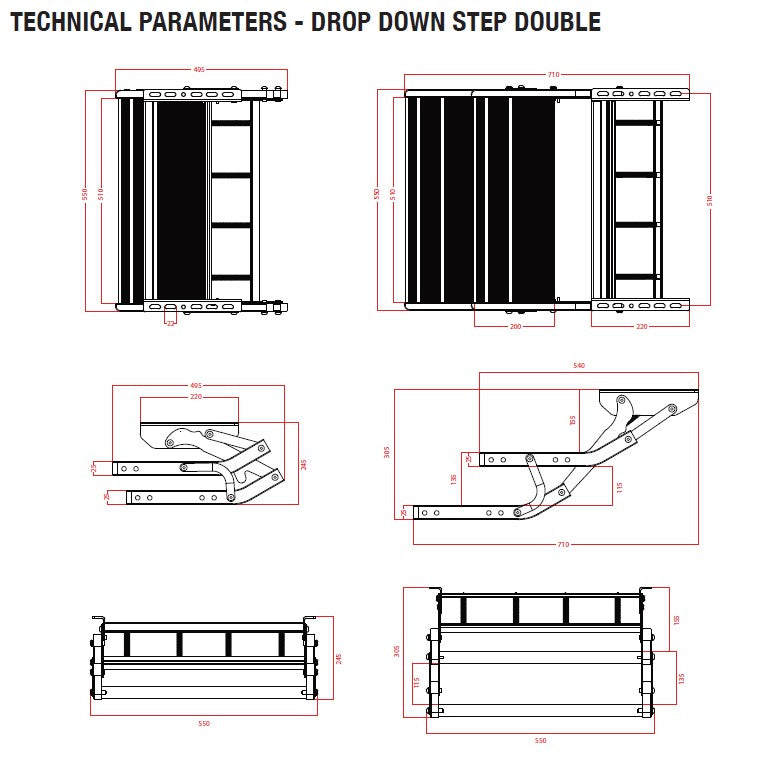 Aussie Traveller - Manual Drop Down Steps - {Single Or Double} [Black or Silver]