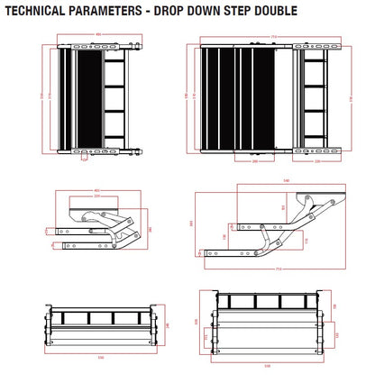 Aussie Traveller - Manual Drop Down Steps - {Single Or Double} [Black or Silver]