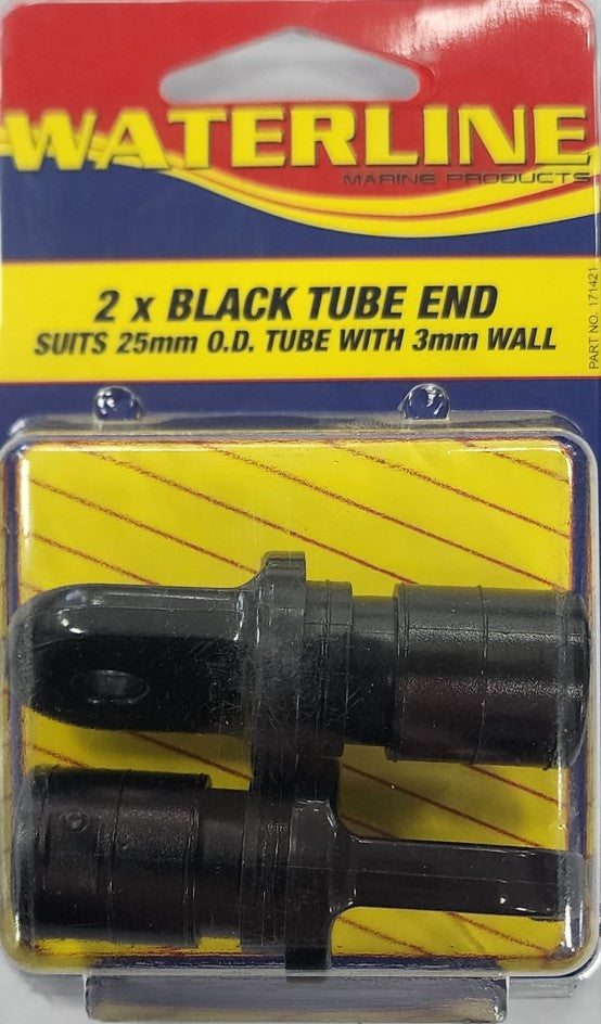 Waterline Black Tube End - Suits 25mm O.D Tube w 1.6mm or 3mm Wall