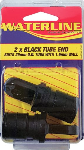 Waterline Black Tube End - Suits 25mm O.D Tube w 1.6mm or 3mm Wall